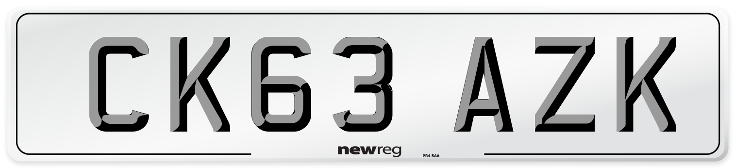 CK63 AZK Number Plate from New Reg